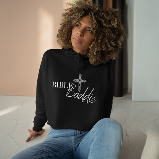 Bible Baddie Black Crop Hoodie